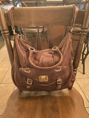 Juicy Couture Brown Leather Hobo with Gold Hardware